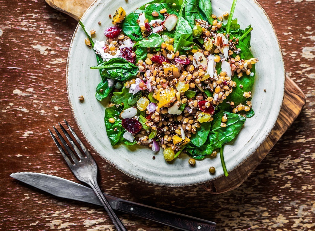 wheatberry and spinach salad