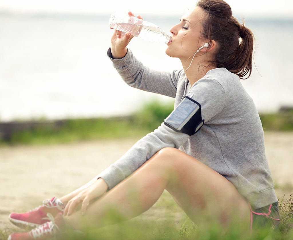 woman drinking water