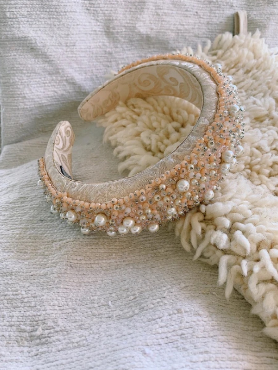 tan beaded headband