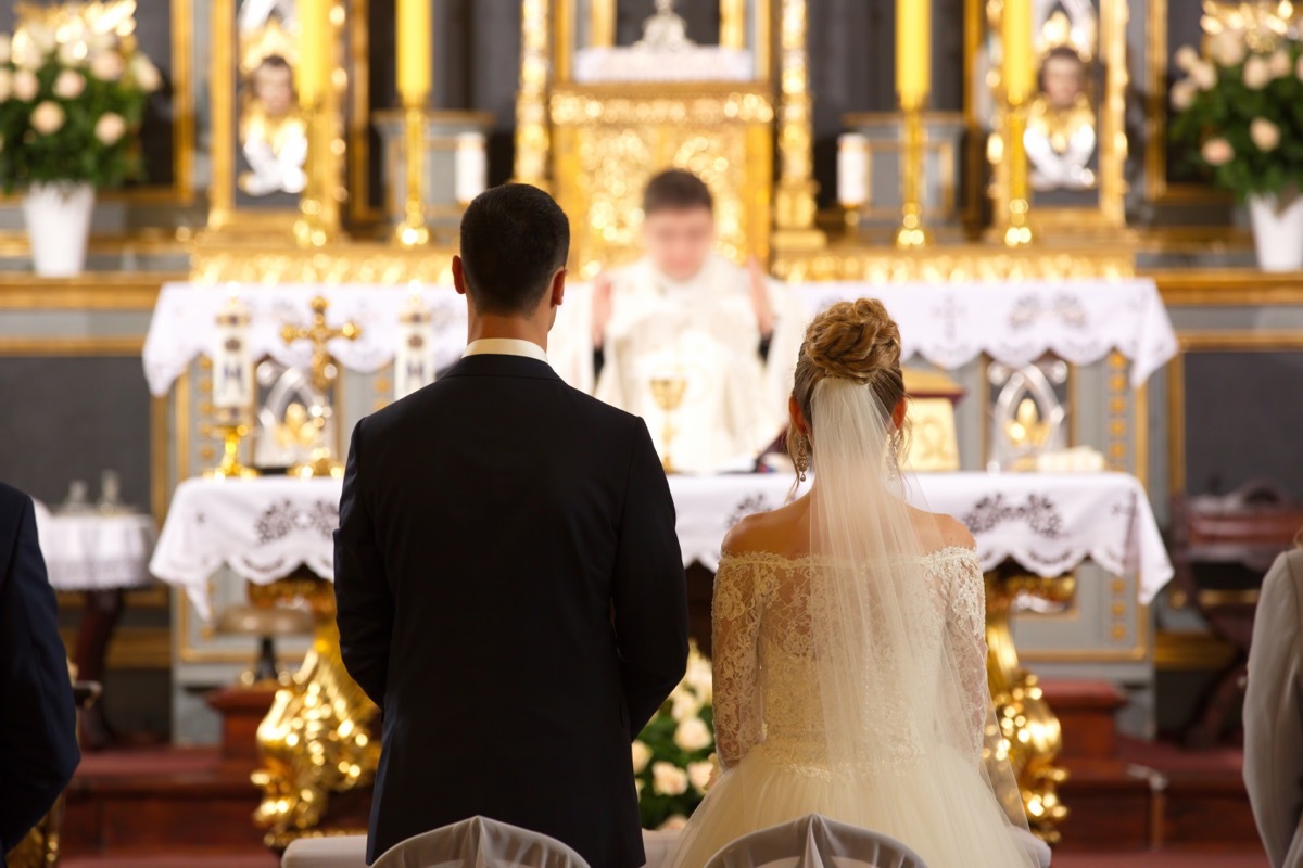 Priest celebrate wedding mass at the church