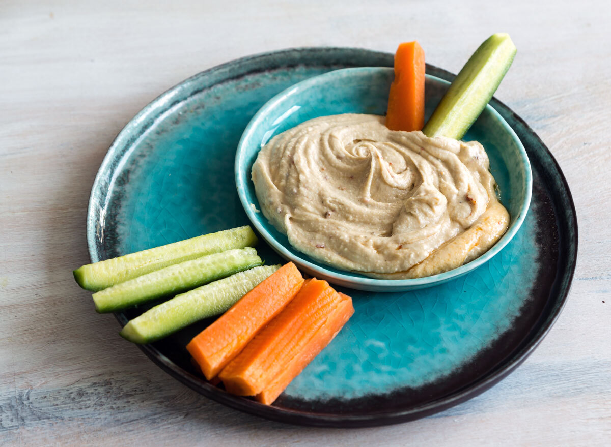 Hummus carrots cucumber