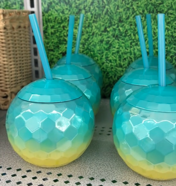 round blue cups on display at michaels