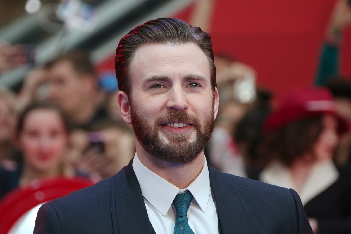 chris evans sporting perfectly groomed facial hair