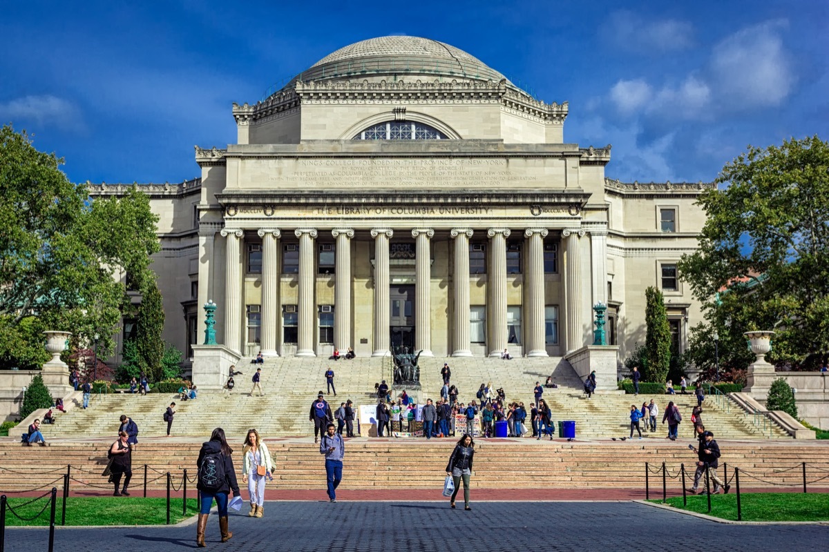 NEW YORK, USA - OCTOBER, 2015: Columbia University Library buildings with columns and dome. - Image