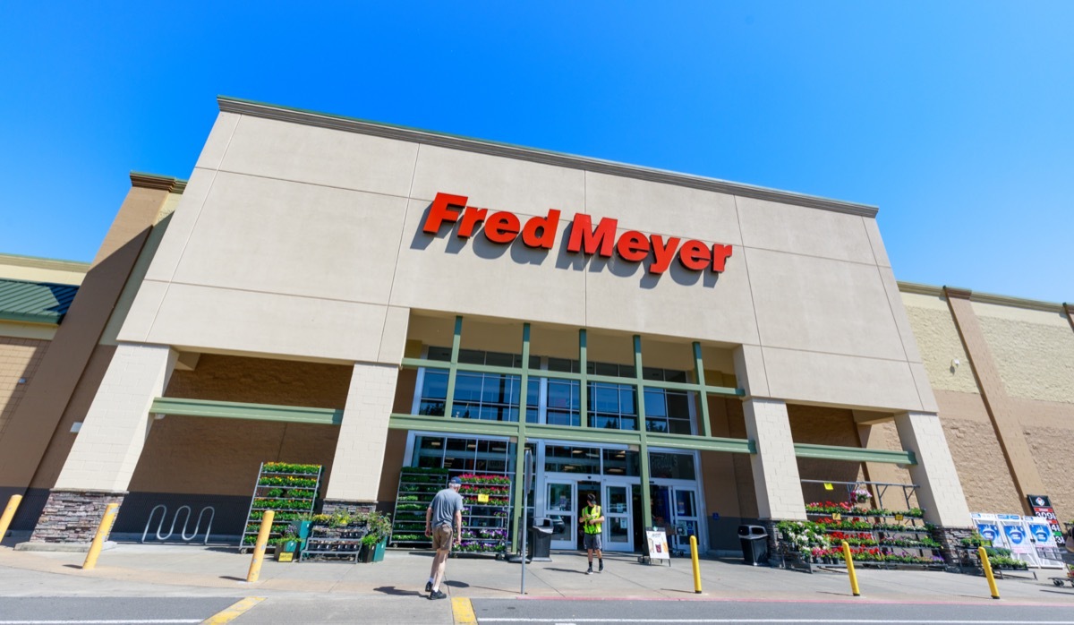 the outside and entrance of a Fred Meyer store in Portland, Oregon