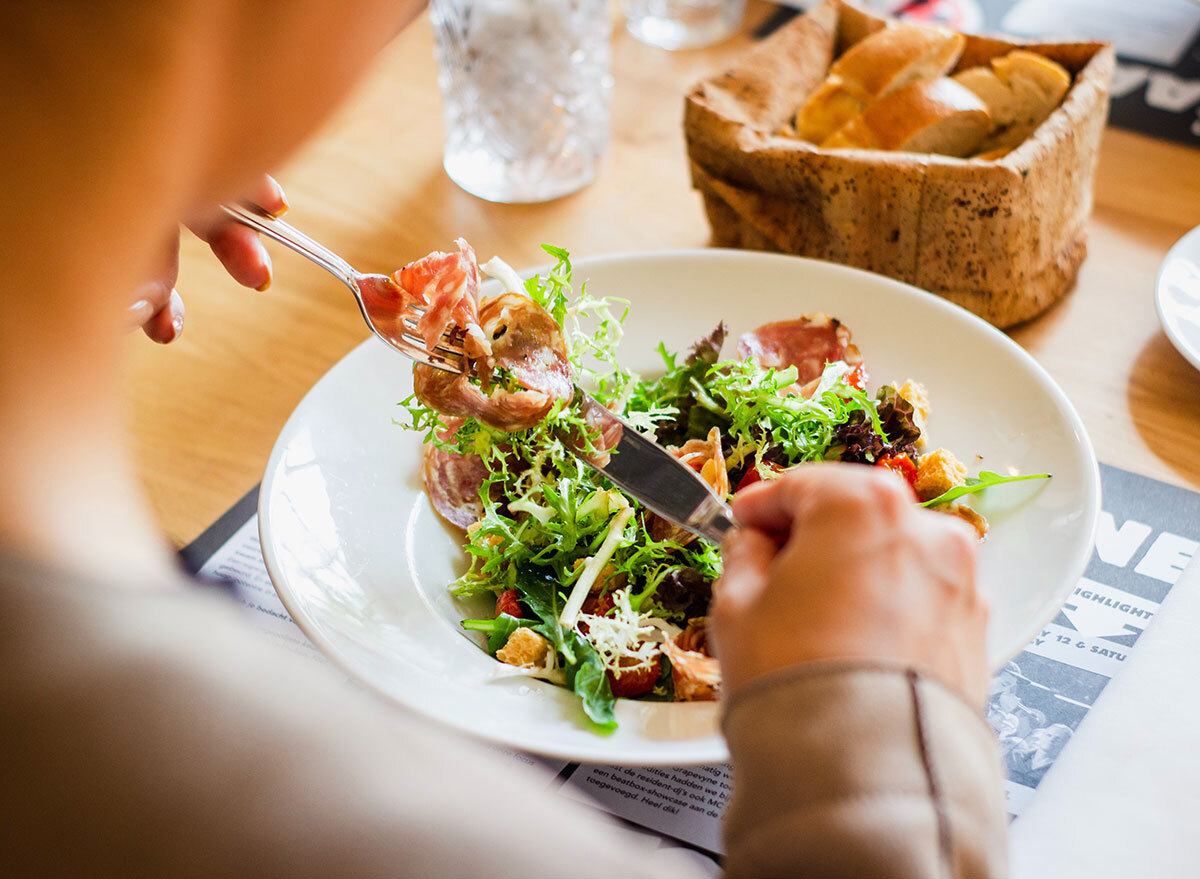 eating salad