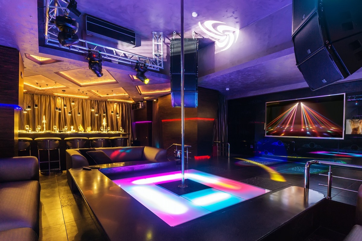 Dance pole in a nightclub