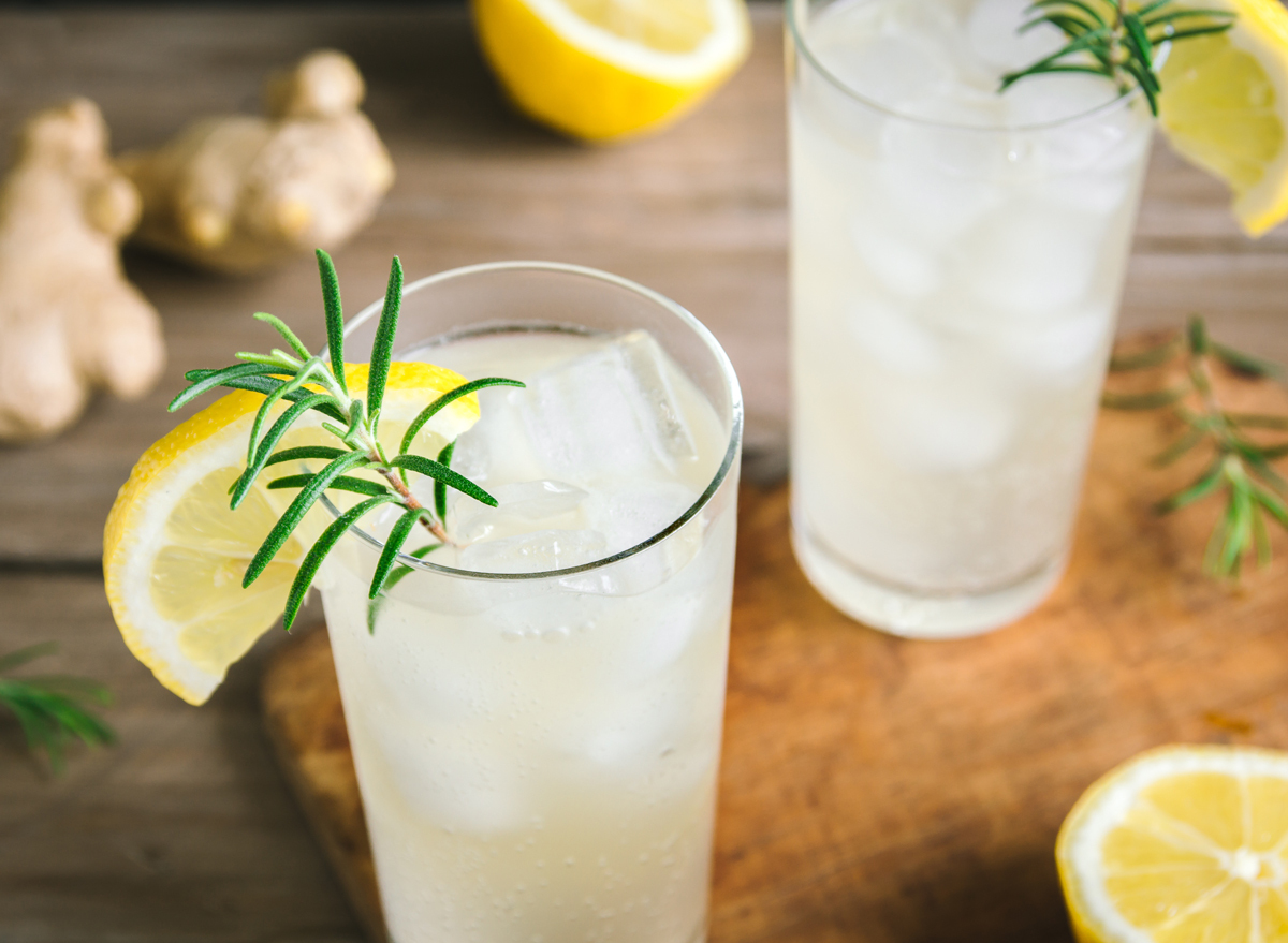 Kombucha cocktail ginger lemon rosemary