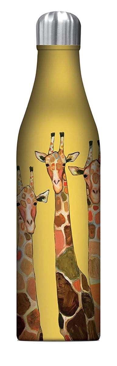 yellow water bottle with giraffes on it, cute water bottles