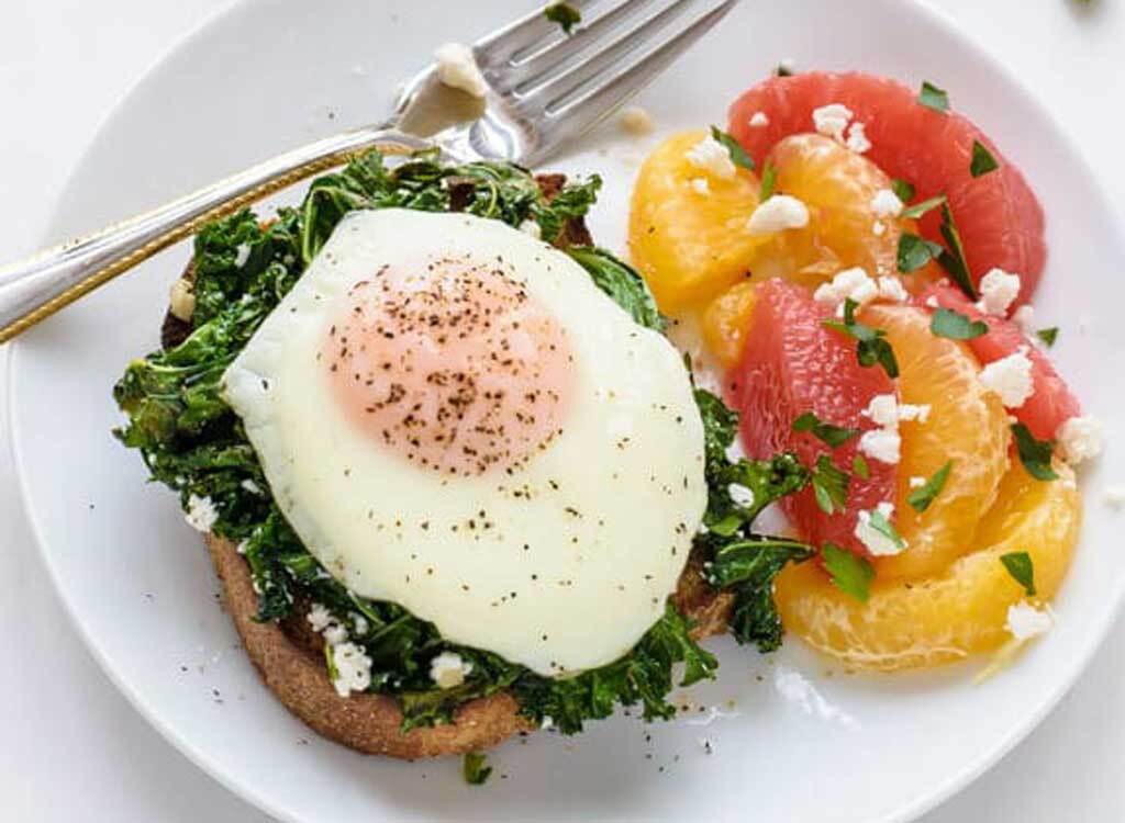 Easy Kale Feta Egg Toast