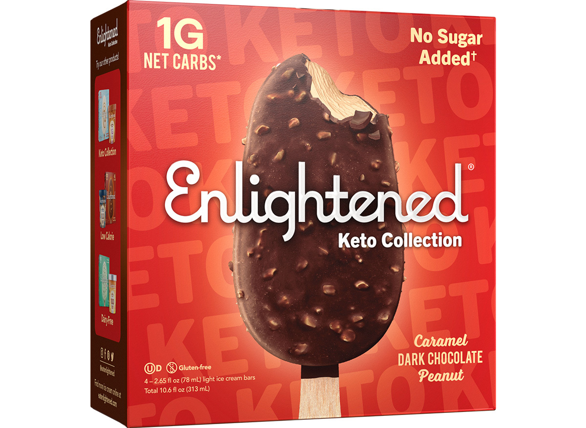 Enlightened keto caramel chocolate peanut butter ice cream