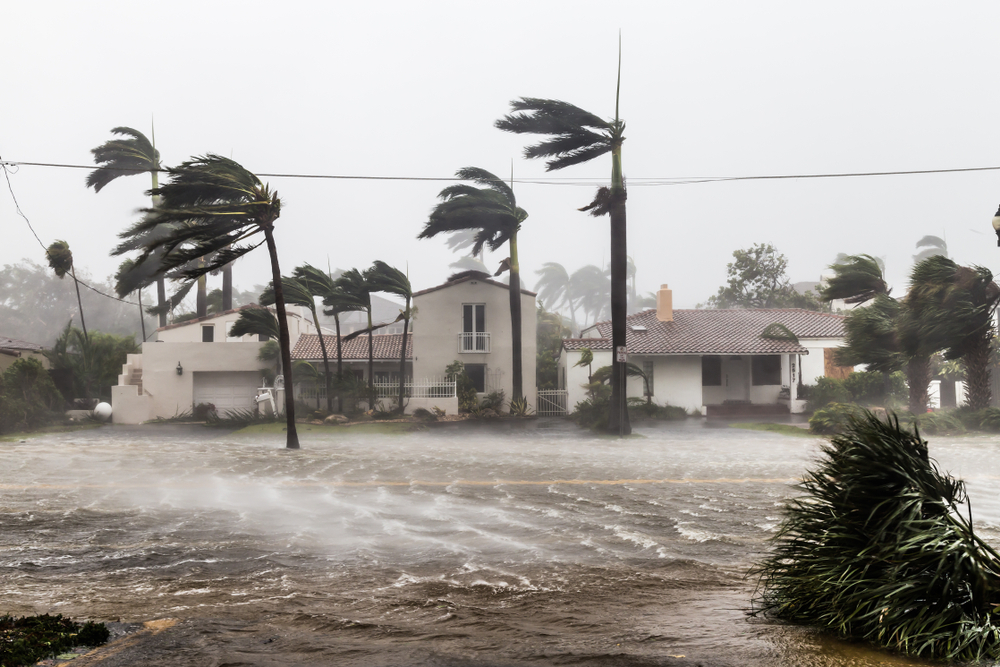 A flooded street during a hurricane