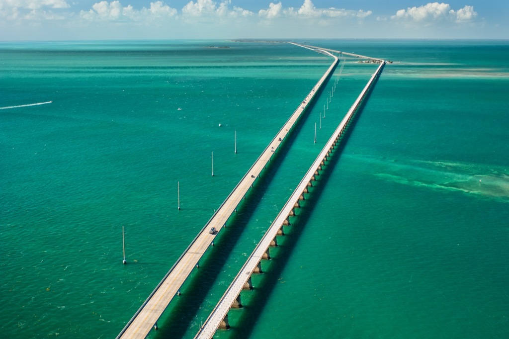 two highways stretch over a bay in key west