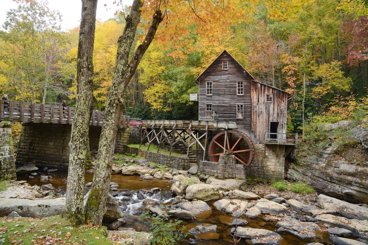 west virginia, grist mill, trees