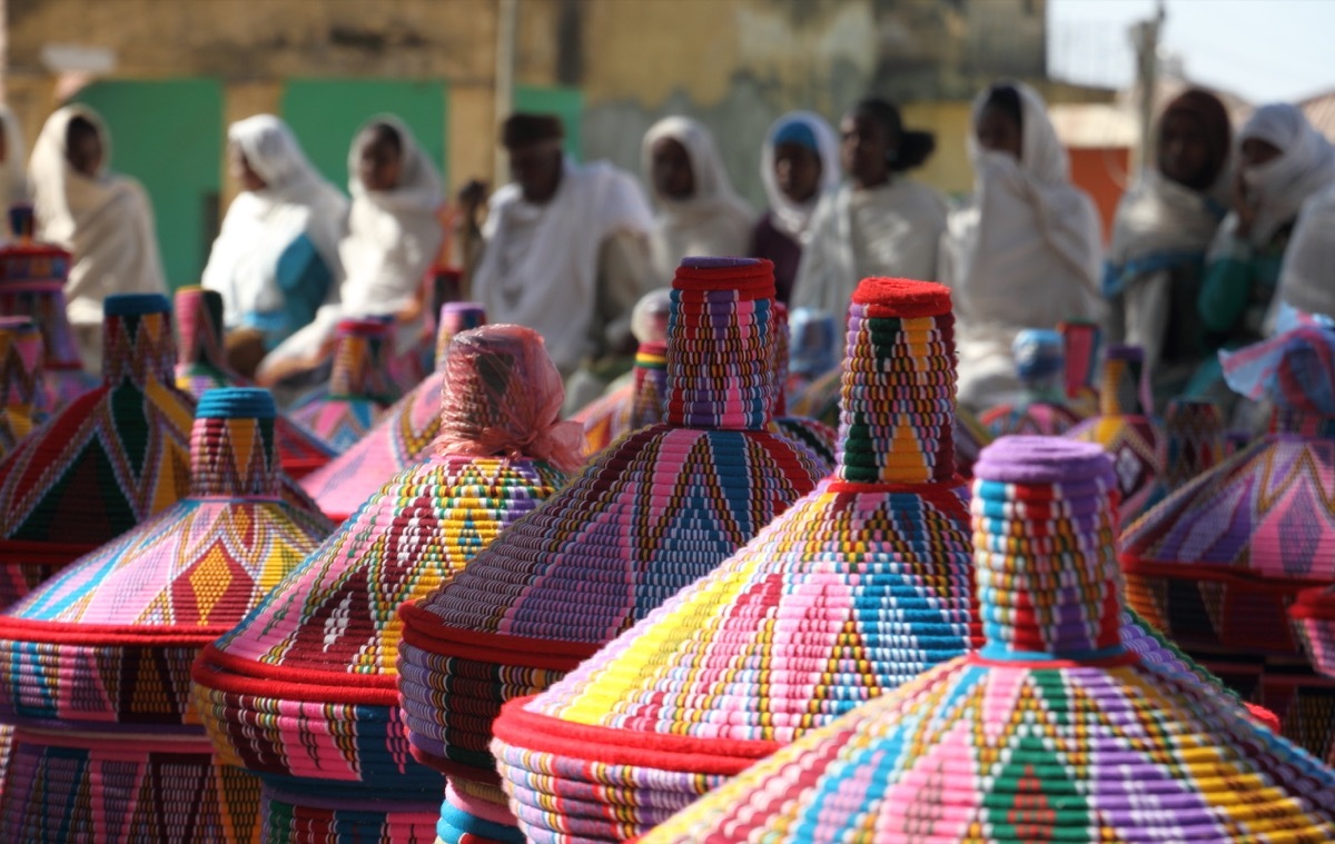 Colorful baskets lined up in Ethiopia, Prince Philip controversial moments