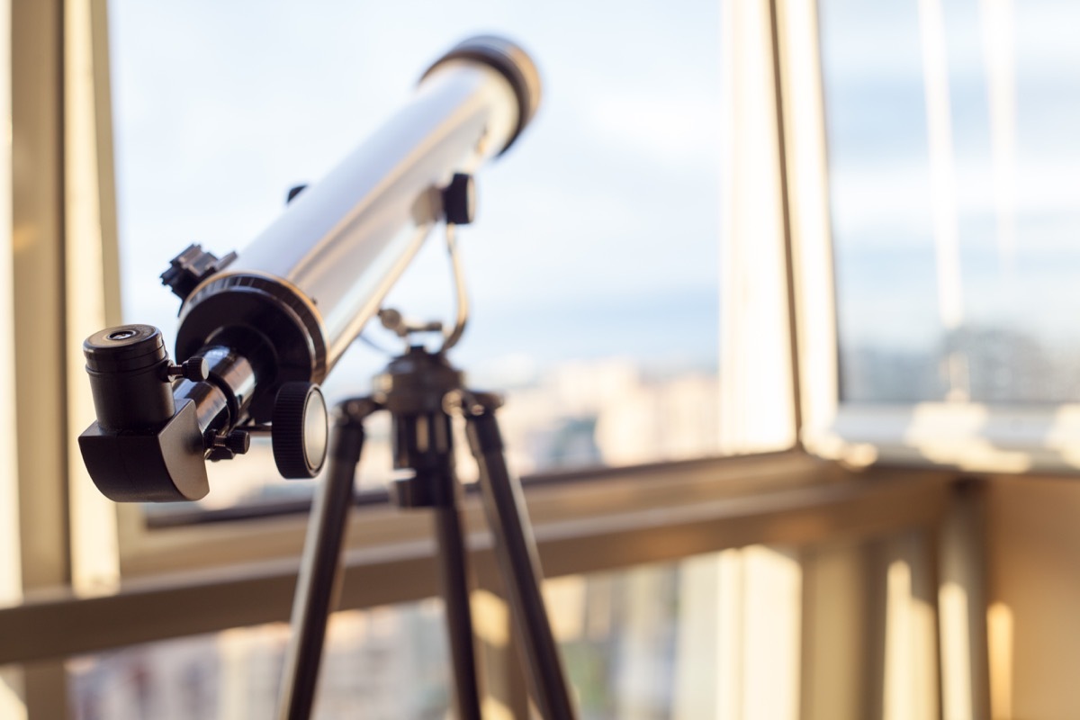 telescope on the balcony, home surveillance, small depth of field