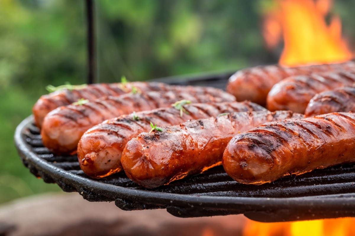 sausages on grill