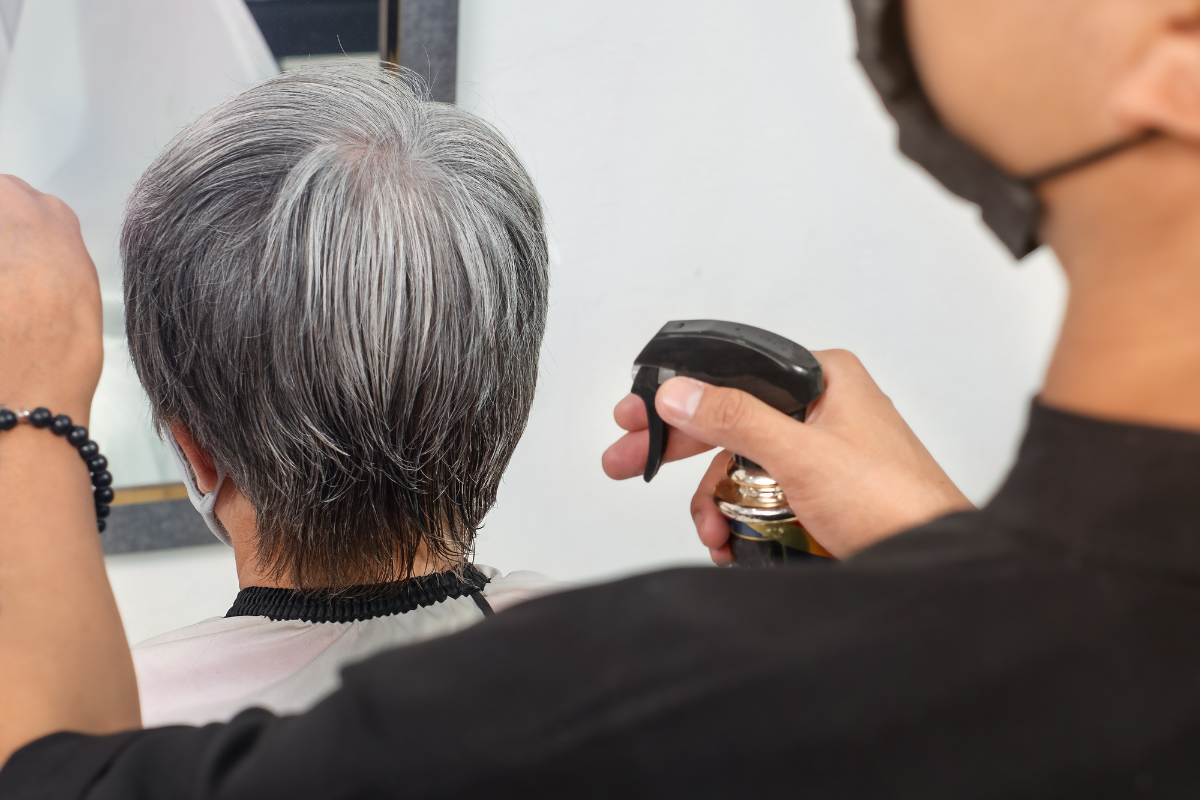 gray hair haircut salon