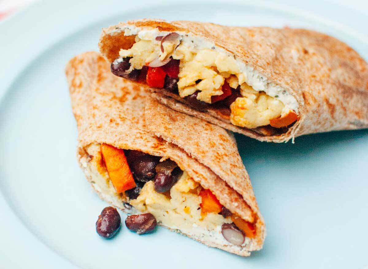 Freezer Breakfast Burritos with Sweet Potato Hash and Black Beans