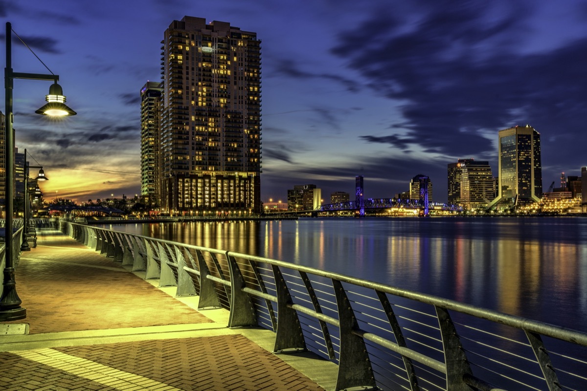 cityscape photo of river and broad walk in Jacksonville, Florida