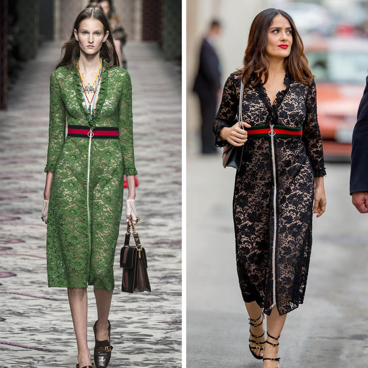 Salma Hayek – Gucci | Who Wore It Best: 12 Dresses Celebs Took Right Off The Catwalk | Her Beauty