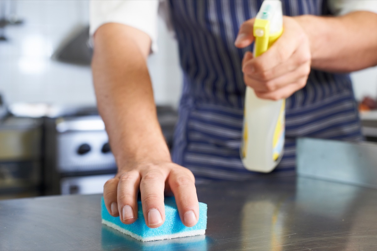 Close up Of Cleaning Kitchen