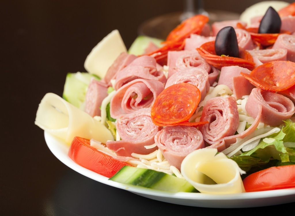 antipasto on white plate