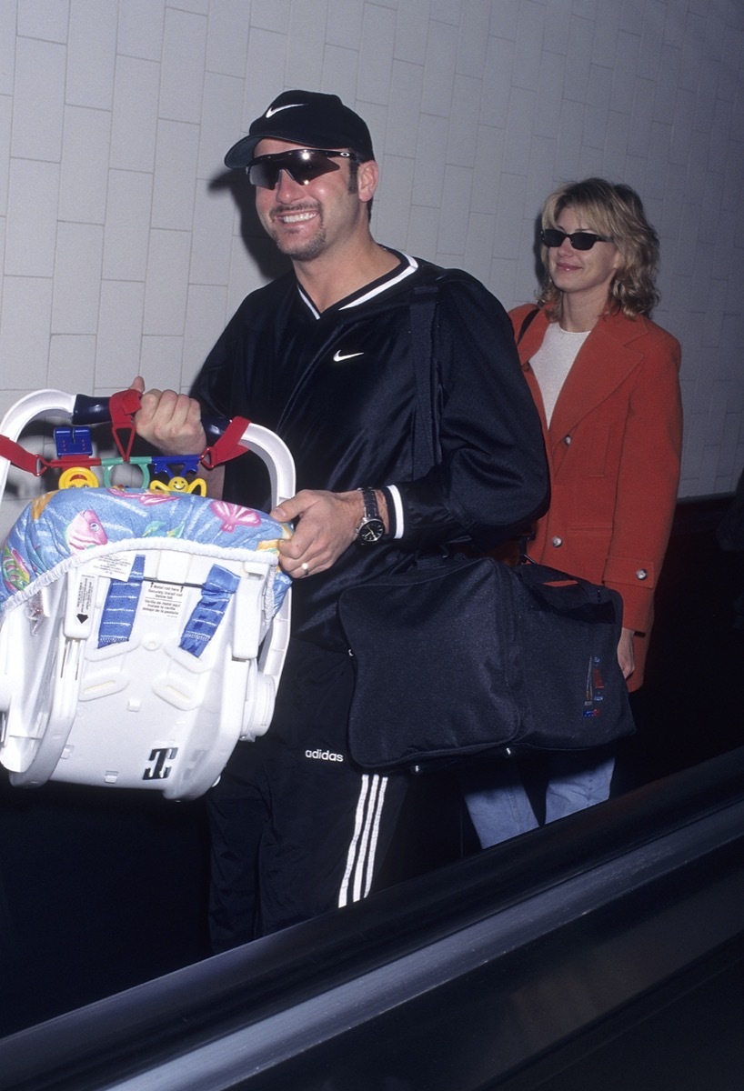 Tim McGraw, Faith Hill, and baby Gracie in 1997