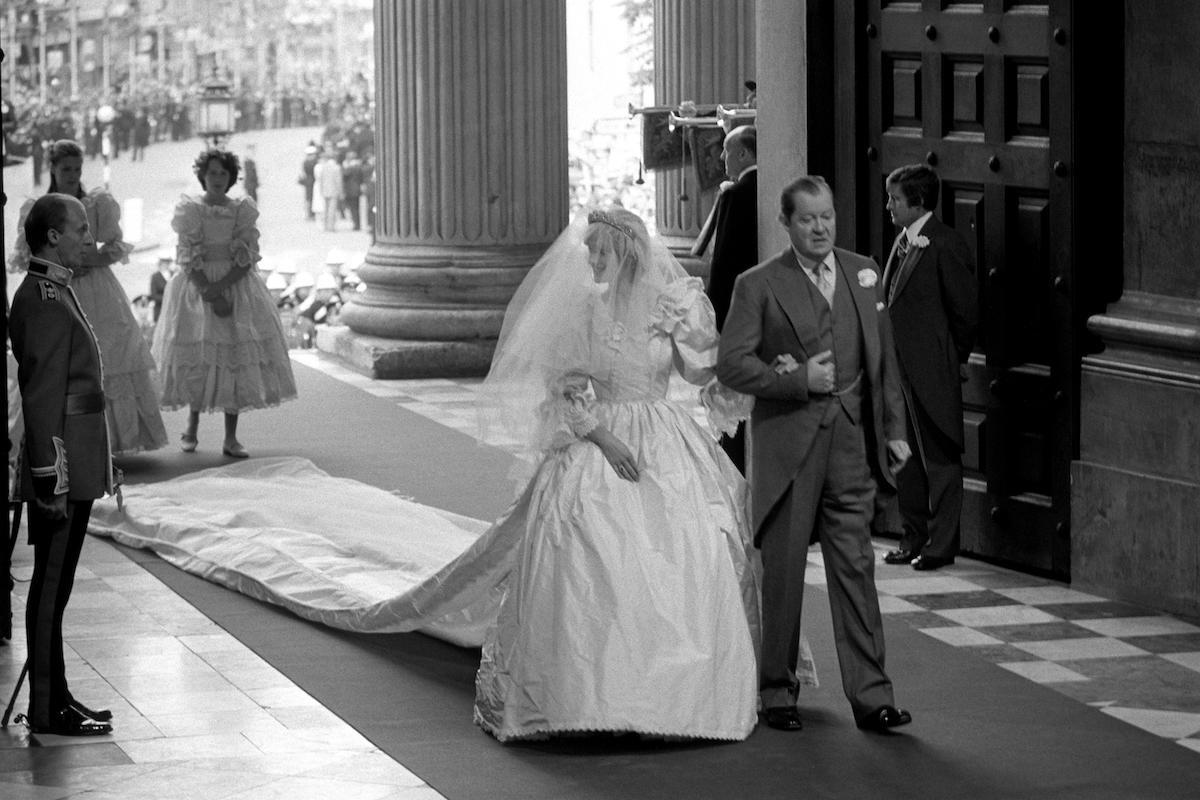 Lady Diana Spencer and father John Earl Spencer on wedding day