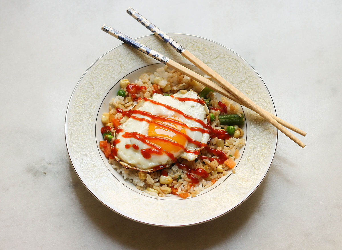 Quick veggie rice bowl recipe.