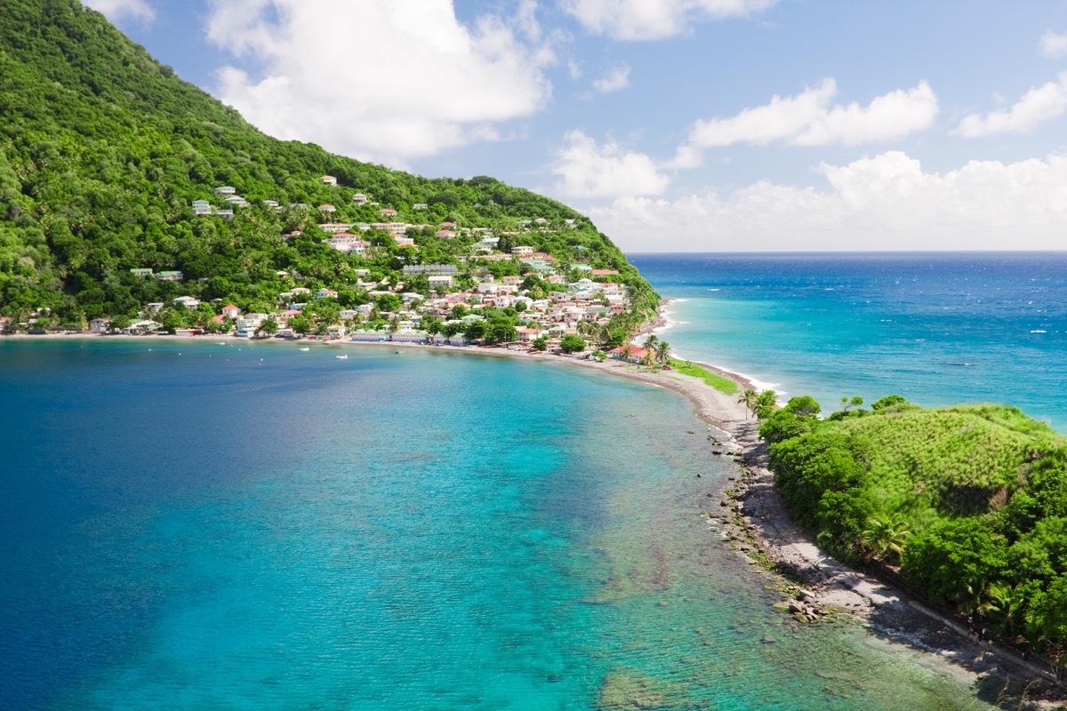 Dominica, a caribbean island. The village of Scotts Head, south-western tip of the island