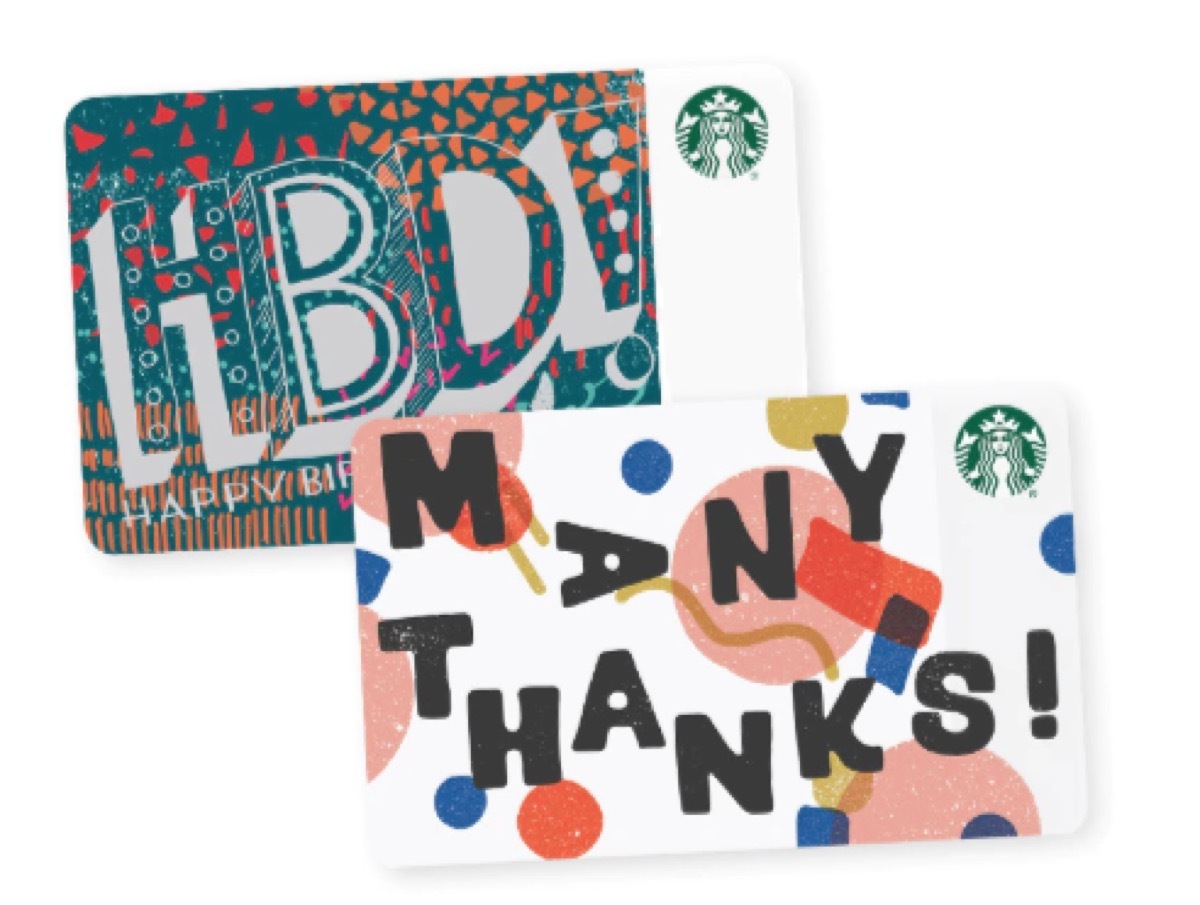 two starbucks gift cards, best teacher gifts