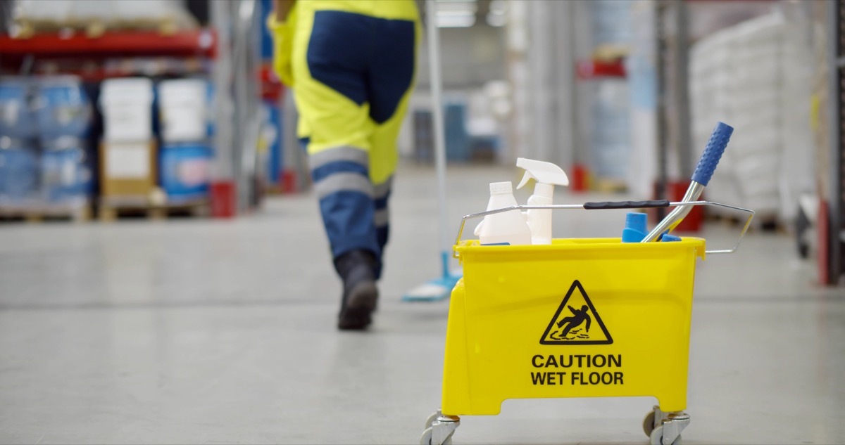 janitor mopping floor