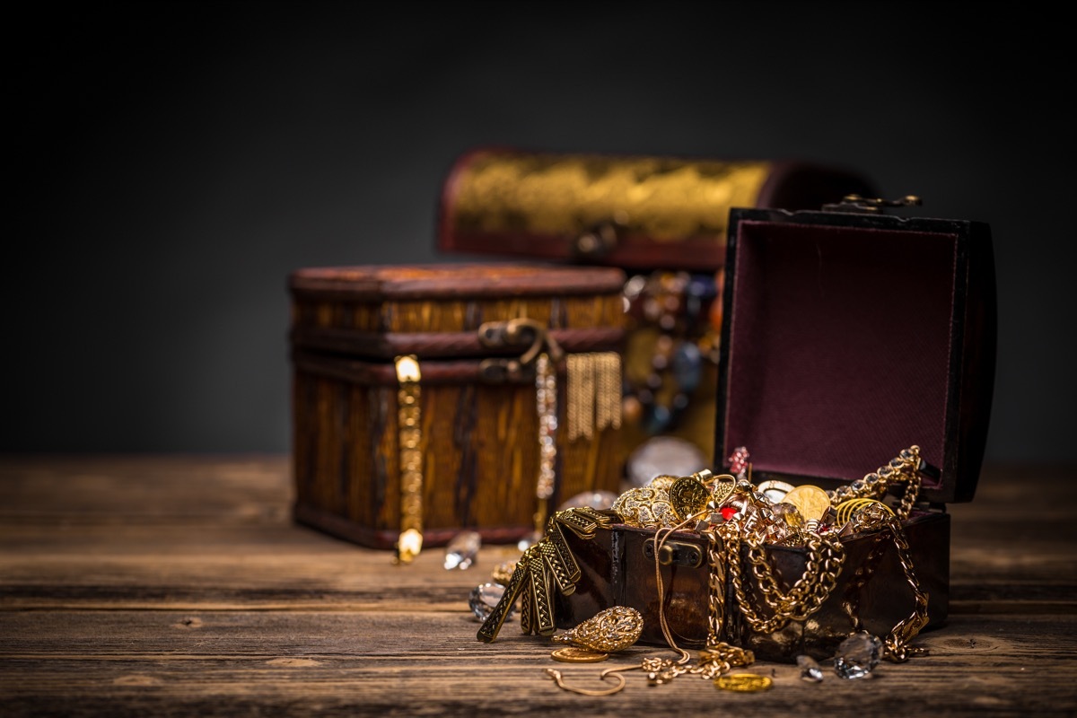 gold jewelry in an old box 