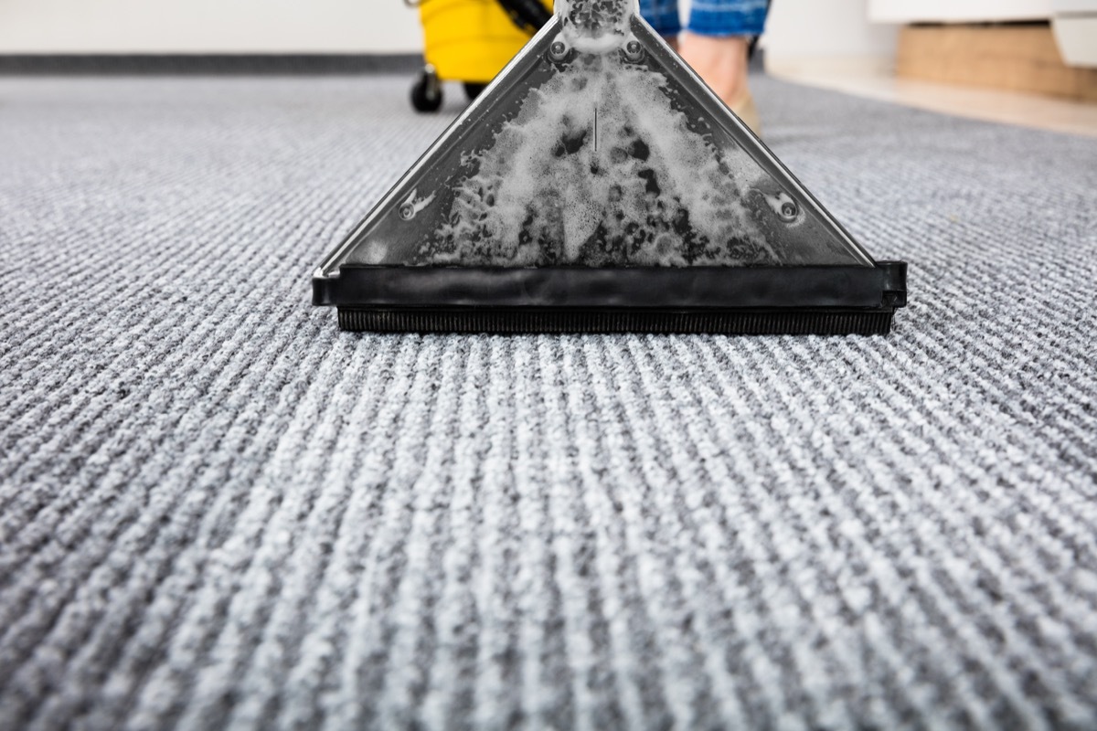 Steam cleaner on rug