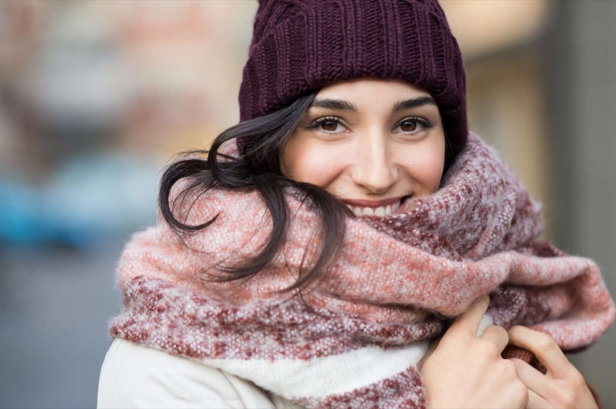 Woman in hat and scarf