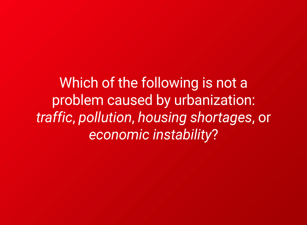 urbanization problems question