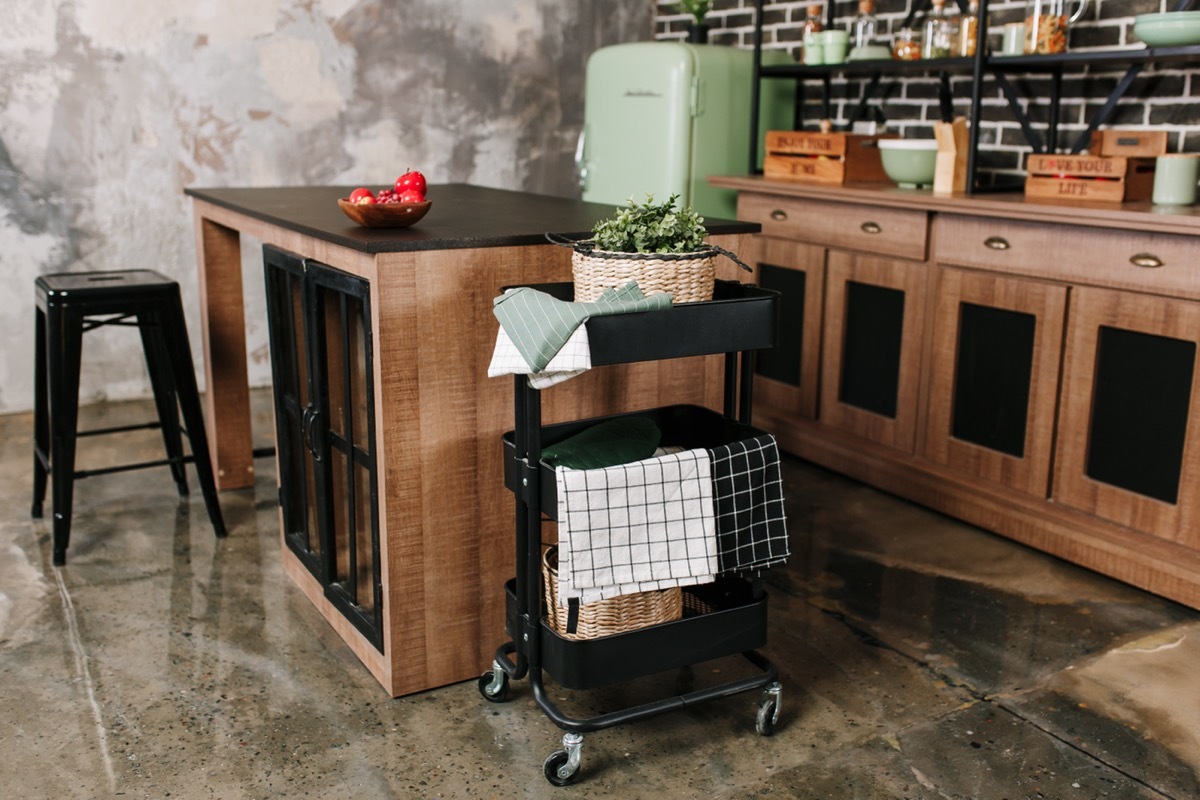 Metallic Storage Cart in the Kitchen