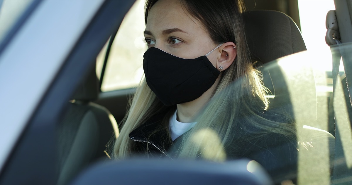 woman driving car