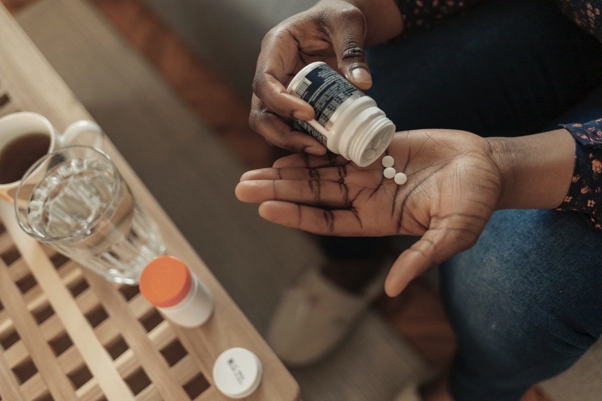 Woman Taking Out Pills From Bottle, Supplements or Antibiotic, Female Preparing to Take Emergency Medicine, Chronic Disease, Healthcare and Treatment Concept