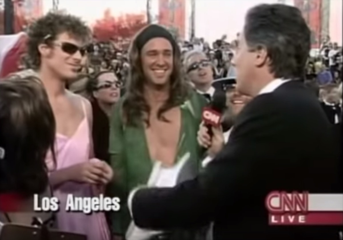 Matt Stone and Trey Park South Park creators wear dresses to the 2000 Oscars