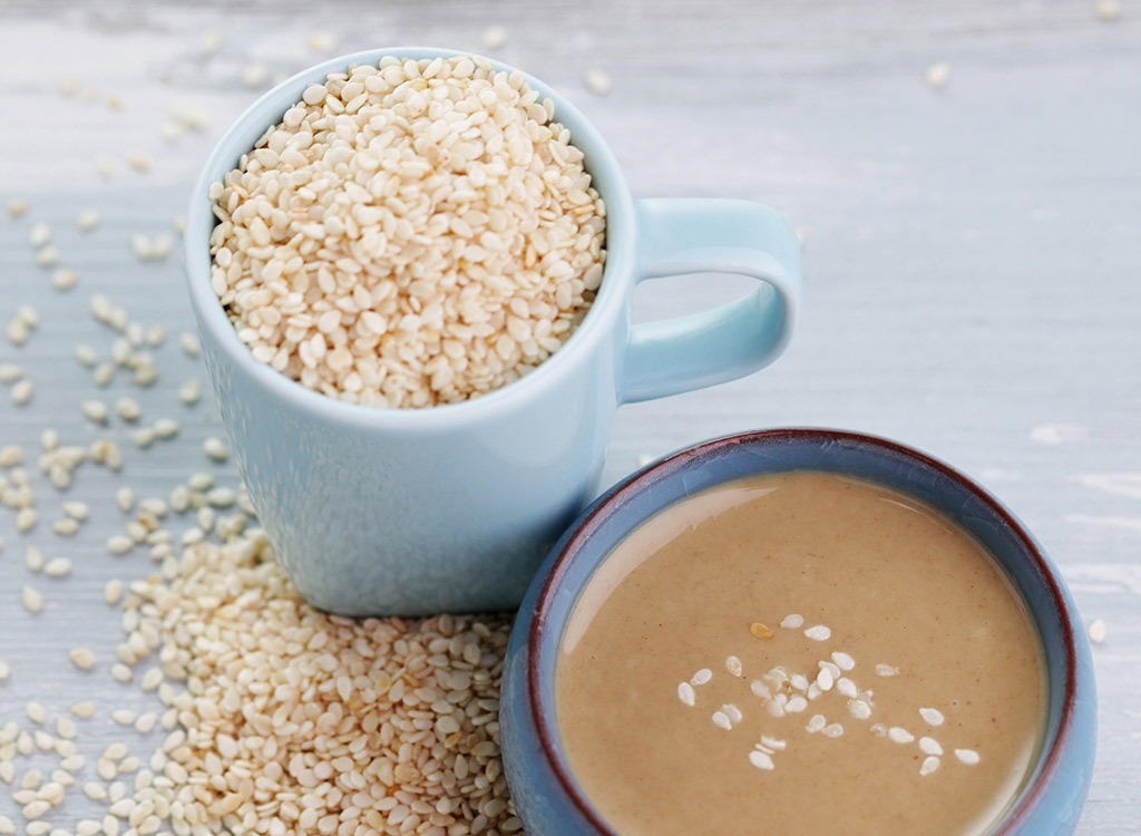 tahini and sesame seeds