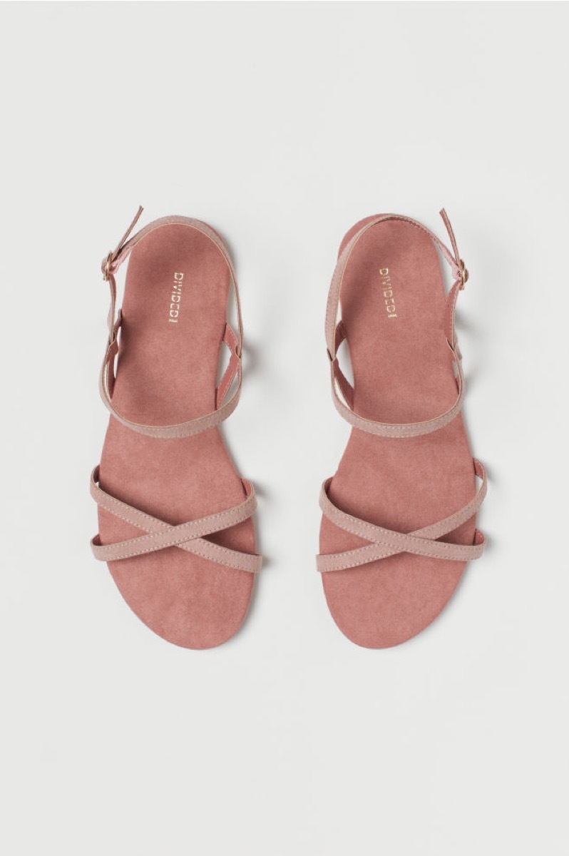 pink strappy sandals, affordable sandals