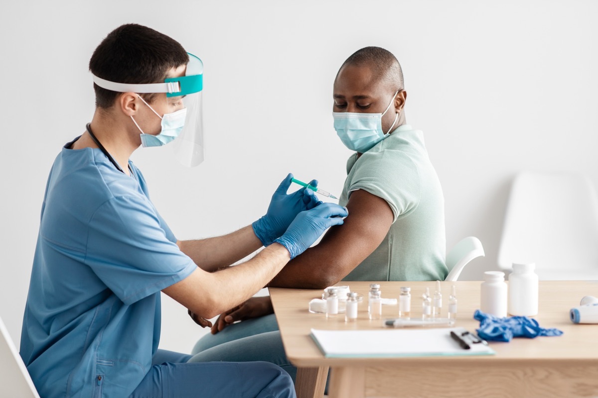 Man getting COVID vaccine