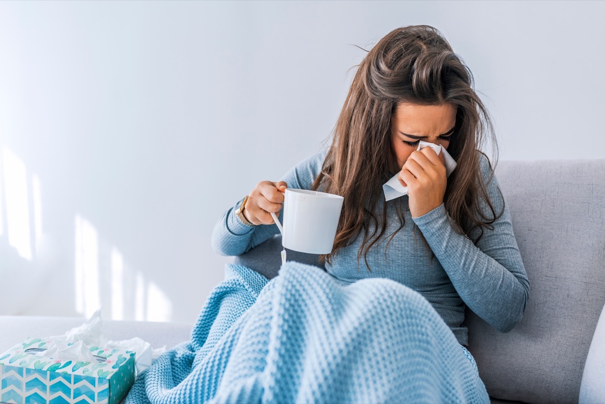 sick woman under the blankets