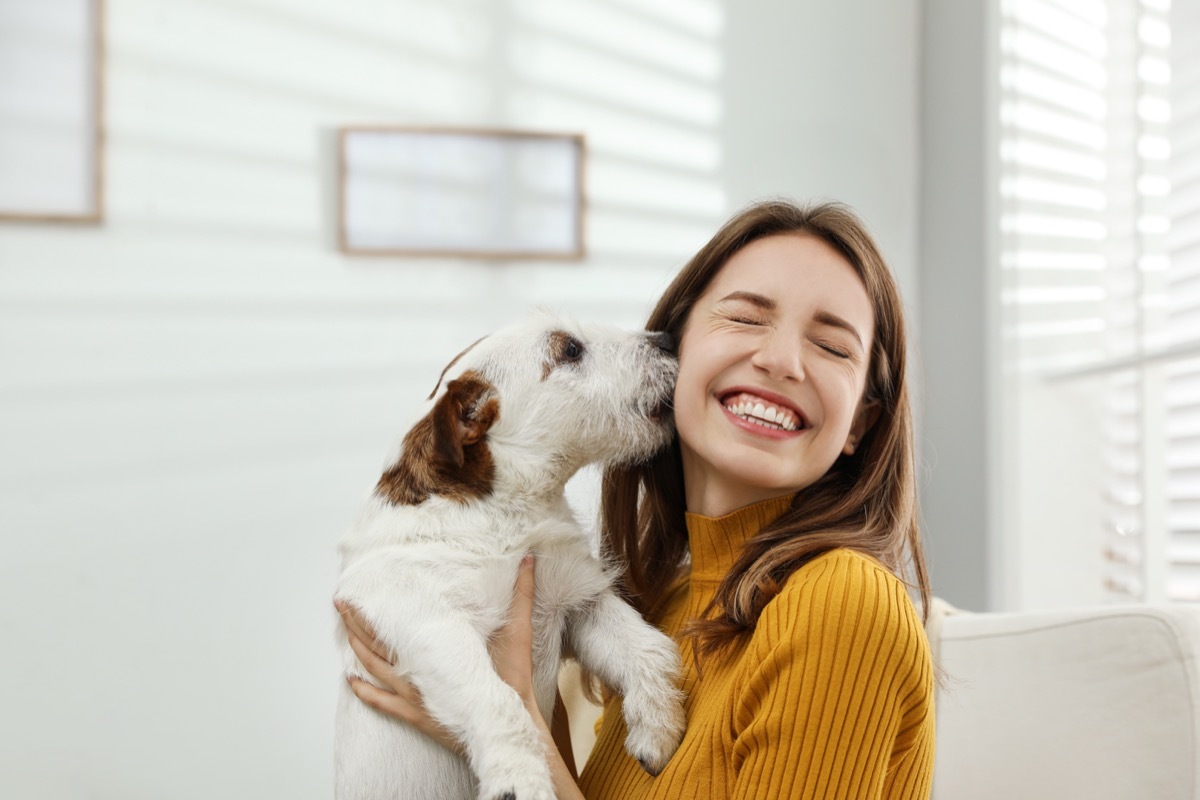 Dog Licking Woman's Face