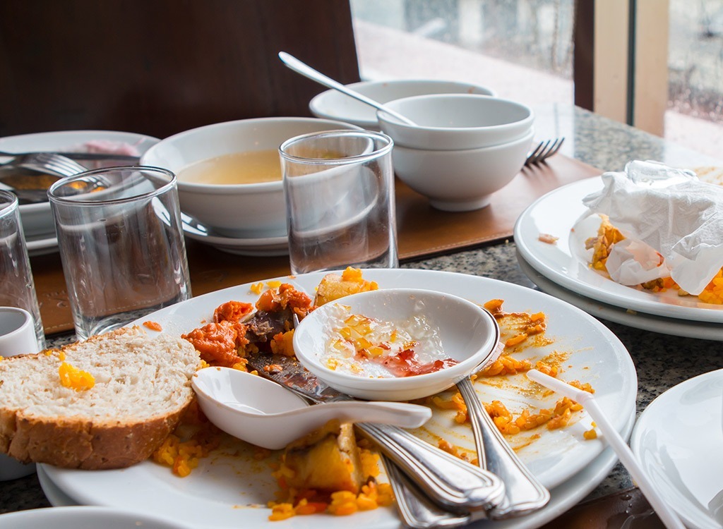 stacked up empty plates