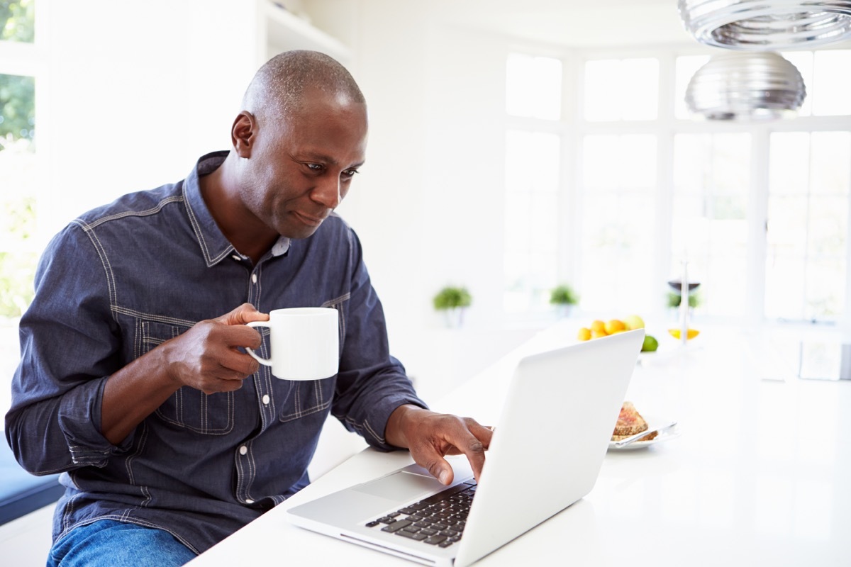 Man taking an online class