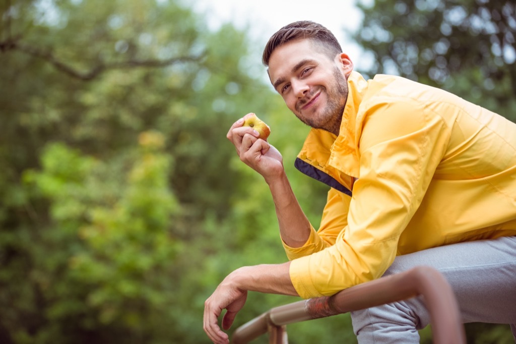 man eating apple , Worst Men's Health Myths