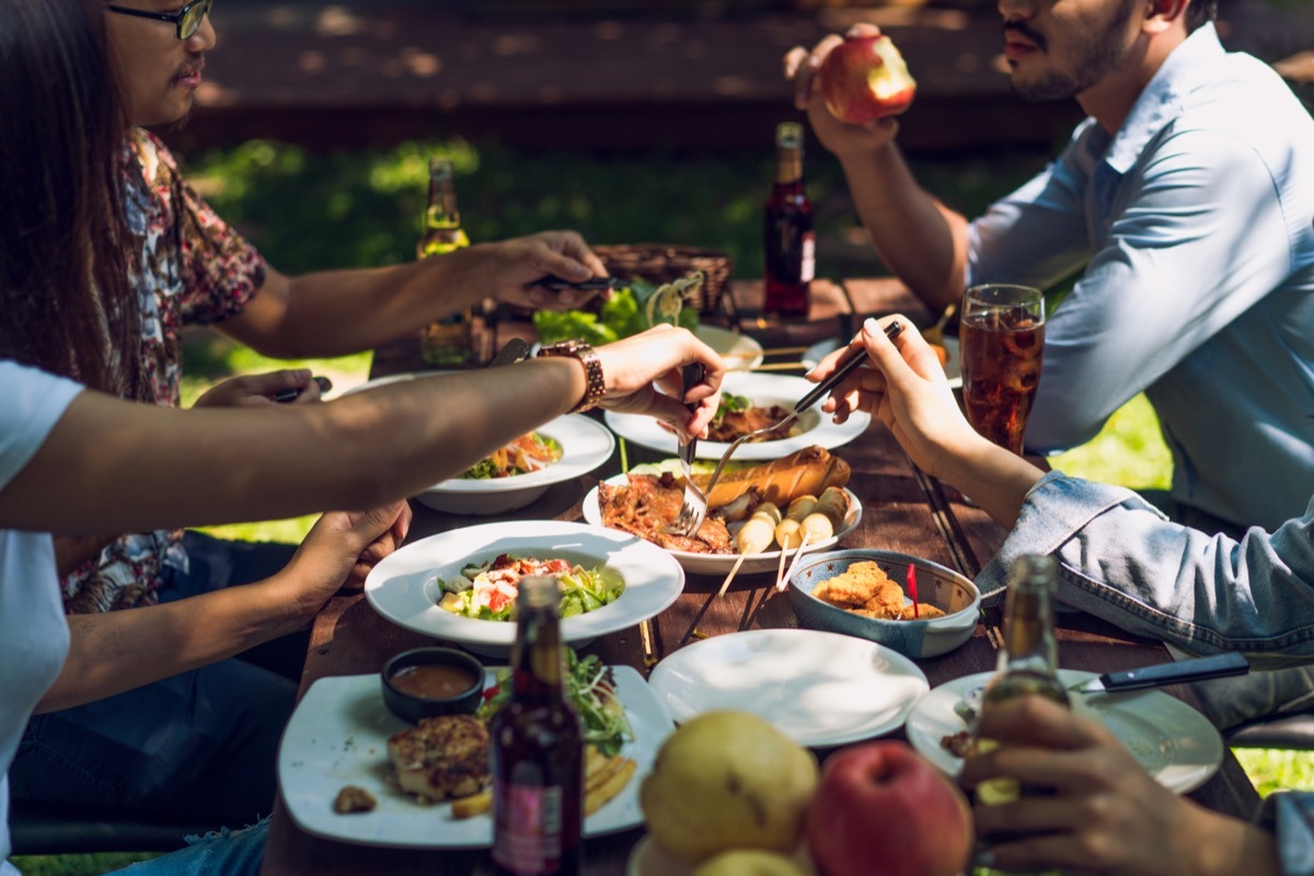 Friends eating at a barbecue